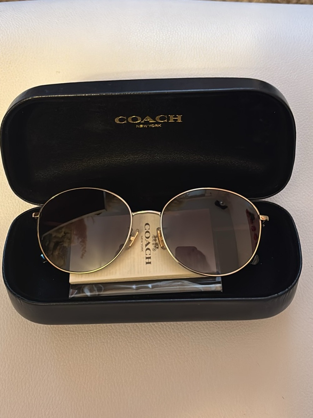 Coach Gold Round Sunglasses with Black Gradient Lenses
